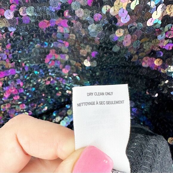 Bird by Juicy Couture Wool Knit Mermaid Sequin Dress w/Flutter Sleeve Sz Large - Picture 11 of 14